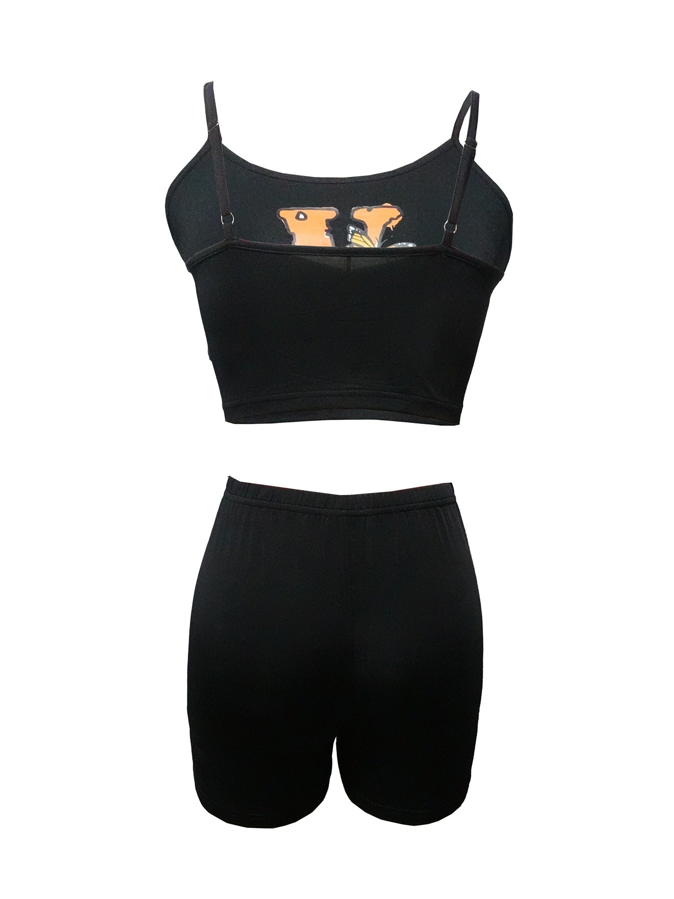 Two Piece Set Of Women's Printed V-neck Fashionable Off Shoulder Shorts