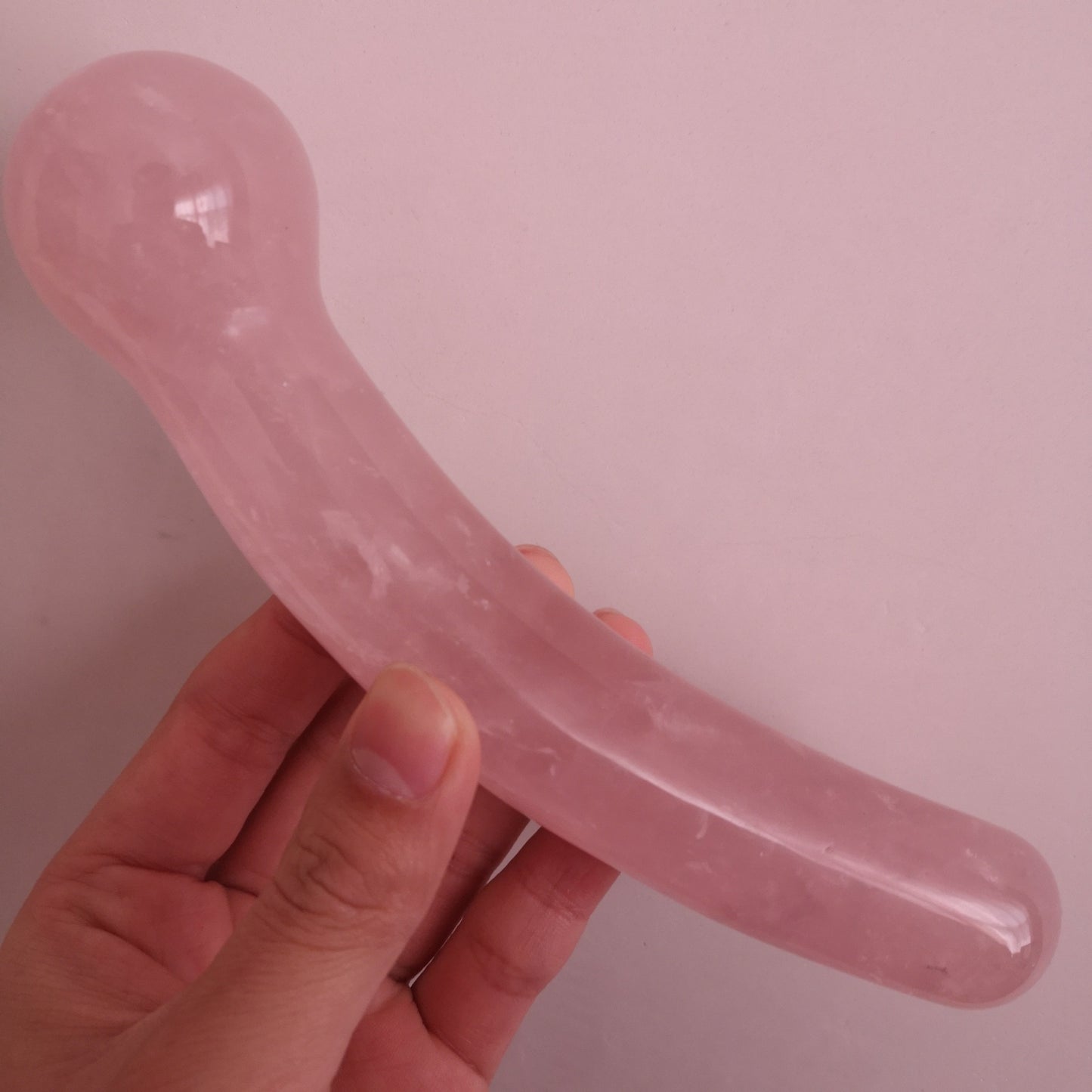 Natural Rose Powder Crystal Polished 18cm Massage Toy