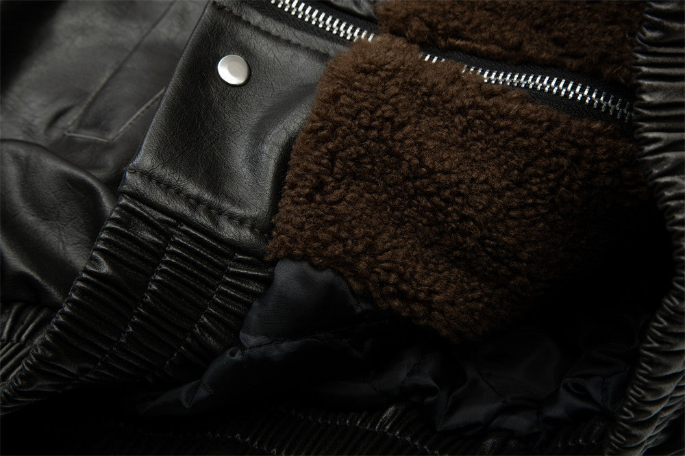 Leather Clothing With Stand Collar Coat For Men