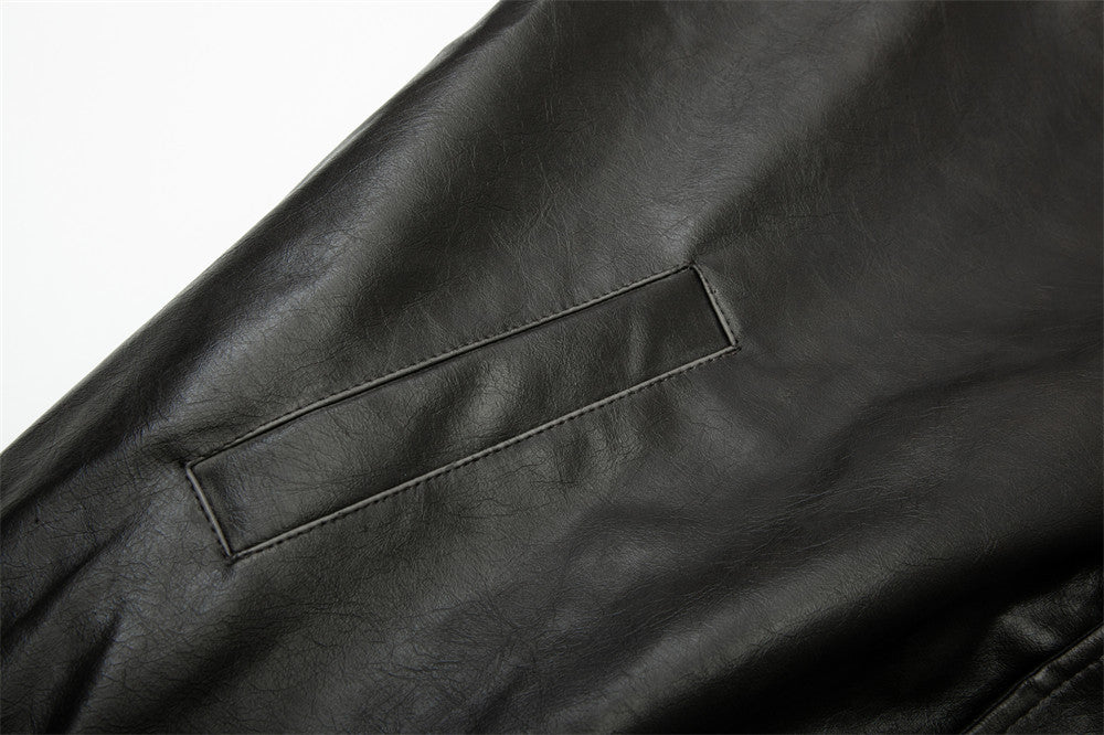 Leather Clothing With Stand Collar Coat For Men