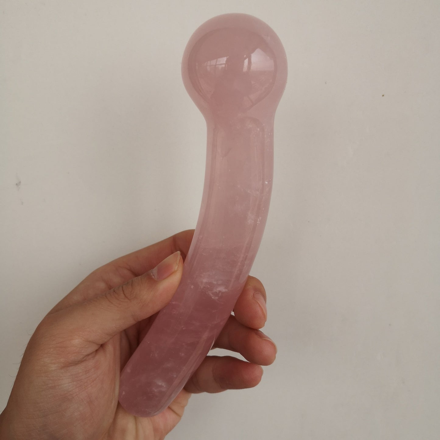 Natural Rose Powder Crystal Polished 18cm Massage Toy