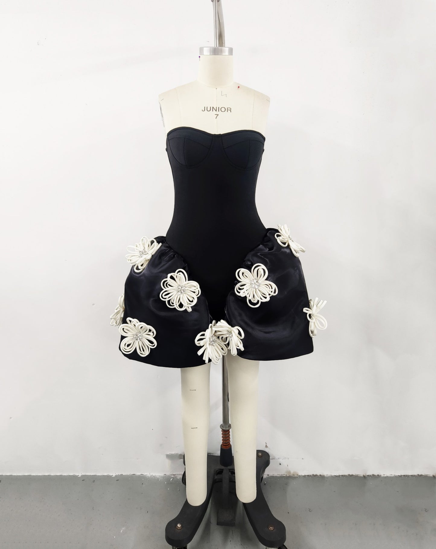 Tube Top Pettiskirt Black Flower Bandage One-piece Dress
