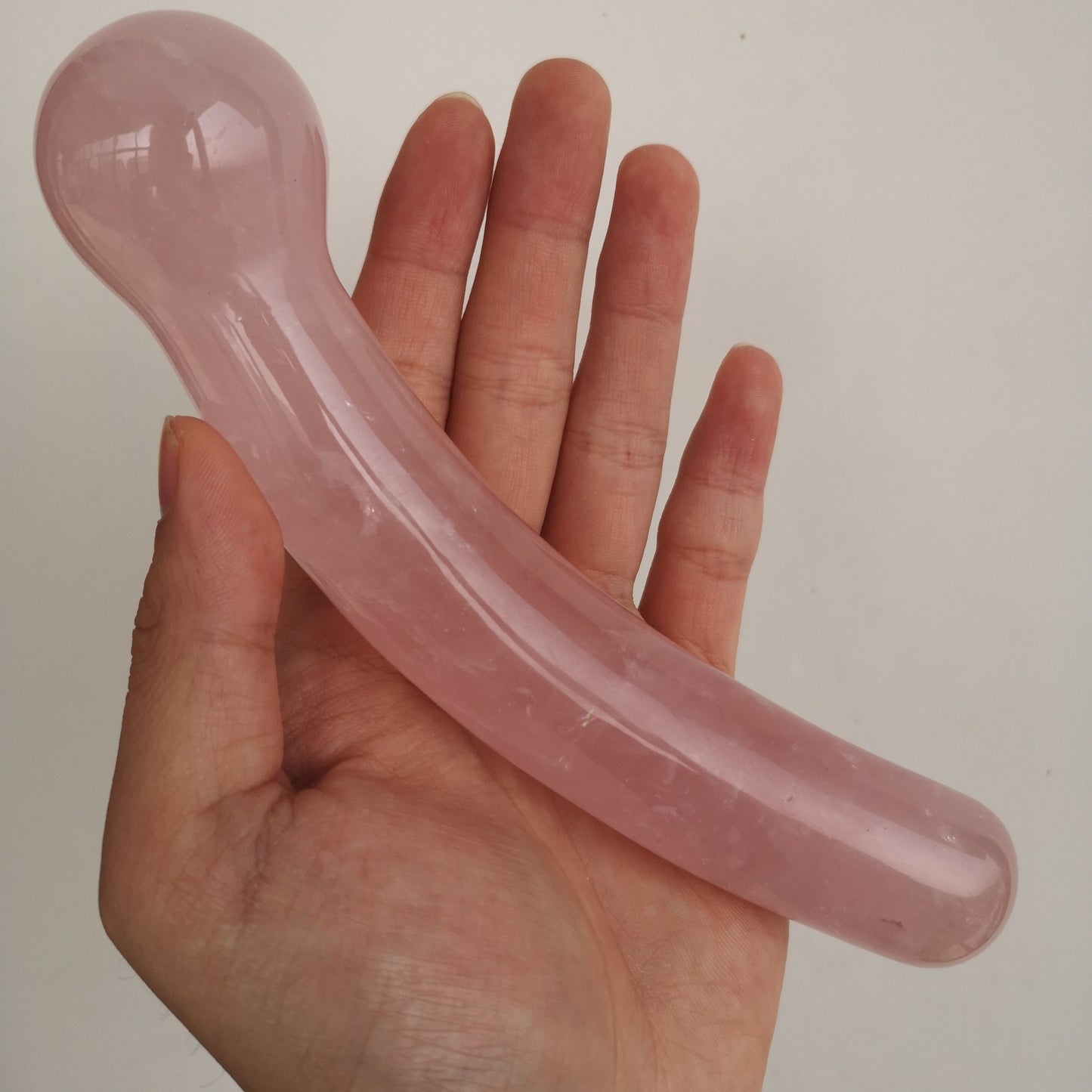Natural Rose Powder Crystal Polished 18cm Massage Toy