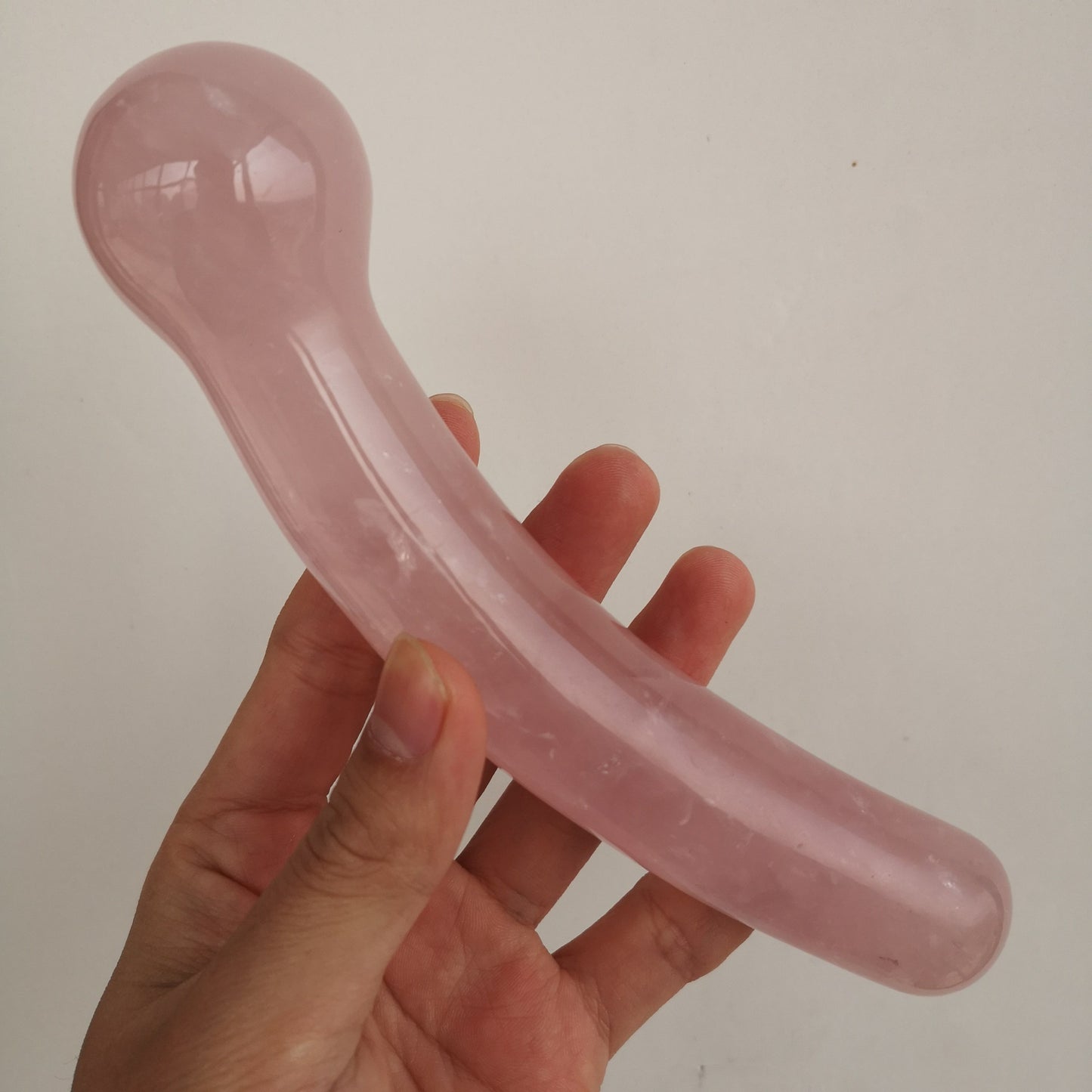 Natural Rose Powder Crystal Polished 18cm Massage Toy