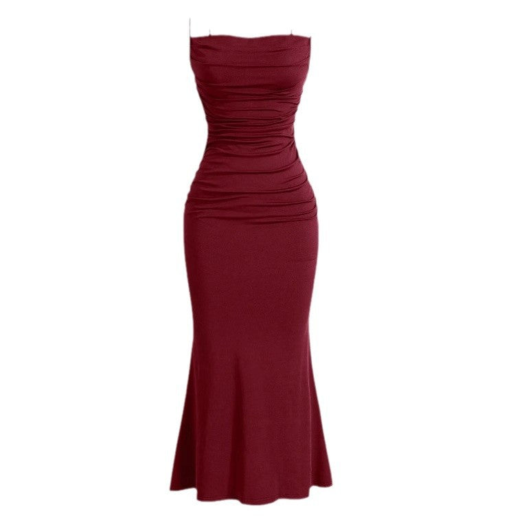 Sexy Style Collarless High Waist Tied Spaghetti-strap Sheath Dress For Women