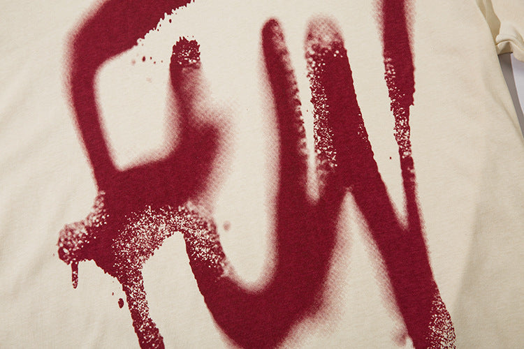 Fashion Graffiti Letter Short Sleeve Men Clothing